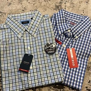 Lot of 2 Arrow/ Izod Plaid Short Shirts Size L